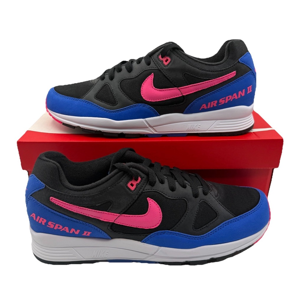 Nike Air Span II Running Shoes Men 8.5 Black/Hyper Pink/Royal Sneaker AH8047-003